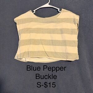 Blu Pepper Yellow and Cream Striped Crop Top